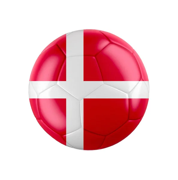 Ballon Football Avec Drapeau Danemark Isolé Sur Blanc Voir Ensemble — Photo