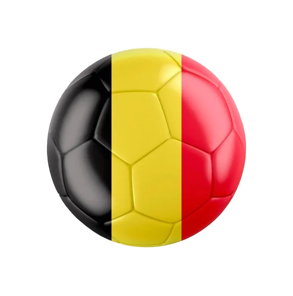 Fußballball Mit Belgischer Flagge Auf Weißem Hintergrund Siehe Ganze Reihe — Stockfoto