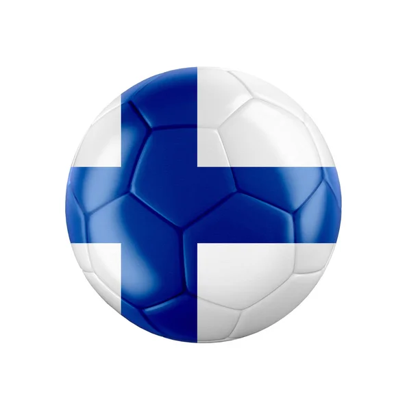 サッカーボールはフィンランドの国旗が白地に孤立している 他の国のセット全体を参照してください 3Dリアルなイラスト — ストック写真