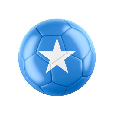 Beyazların üzerinde Somali bayrağı olan futbol topu. Diğer ülkeler için tüm seti gör. 3d gerçekçi illüstrasyon.