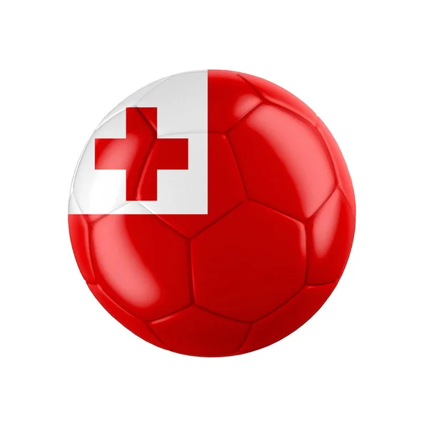 Pallone Calcio Con Bandiera Tonga Isolato Bianco Vedi Tutto Set — Foto Stock