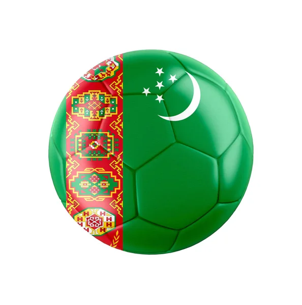 Pallone Calcio Con Bandiera Del Turkmenistan Isolato Sul Bianco Vedi — Foto Stock