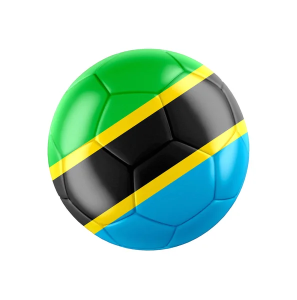 Focilabda Tanzánia Zászlajával Fehér Alapon Elszigetelve Lásd Többi Ország Teljes — Stock Fotó