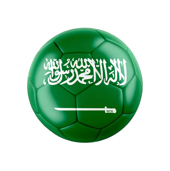 Футбольный Мяч Флагом Саудовской Аравии Изолирован Белом Смотрите Набор Других — стоковое фото