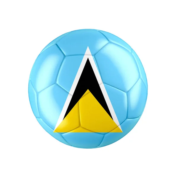 用圣卢西亚国旗隔开的足球球被白色隔开了 见其他国家的整套情况 3D实例 — 图库照片
