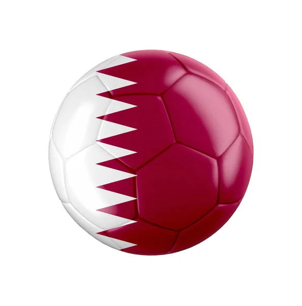 白色上有卡塔尔国旗的足球球 见其他国家的整套情况 3D实例 — 图库照片