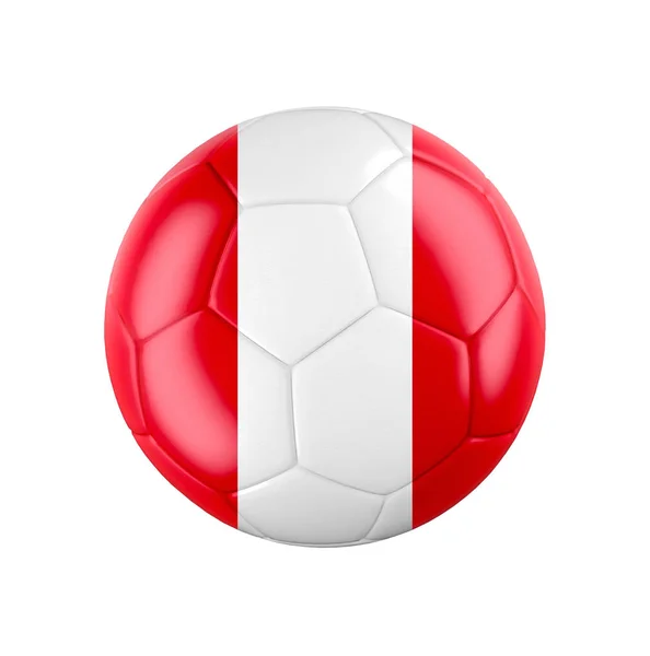 Ποδόσφαιρο Μπάλα Ποδοσφαίρου Σημαία Του Περού Απομονώνονται Λευκό Δείτε Ολόκληρο — Φωτογραφία Αρχείου