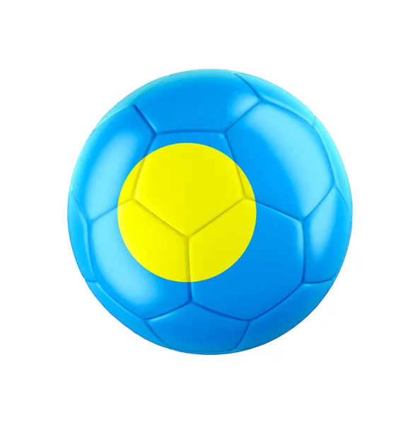 Fußball Mit Fahne Von Palau Isoliert Auf Weiß Siehe Ganze — Stockfoto