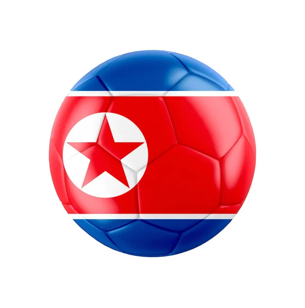 Футбольный Мяч Флагом Северной Кореи Изолирован Белом Смотрите Набор Других — стоковое фото