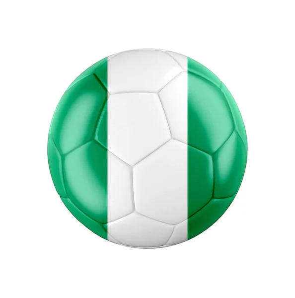 Pallone Calcio Con Bandiera Della Nigeria Isolato Bianco Vedi Tutto — Foto Stock