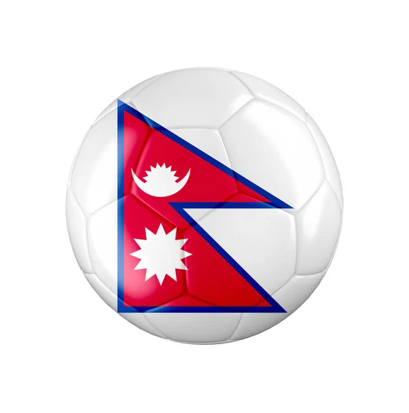 Pallone Calcio Con Bandiera Del Nepal Isolato Bianco Vedi Tutto — Foto Stock