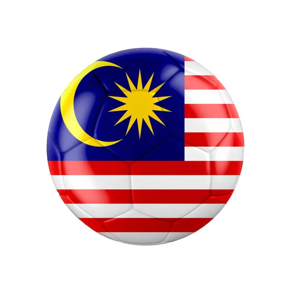 Fußballball Mit Malaysischer Flagge Auf Weißem Grund Siehe Ganze Reihe — Stockfoto