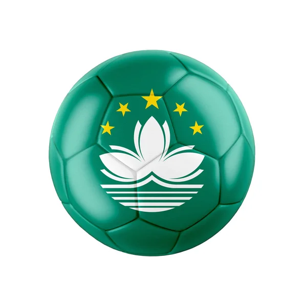 Ποδόσφαιρο Μπάλα Ποδοσφαίρου Σημαία Του Μακάο Απομονώνονται Λευκό Δείτε Ολόκληρο — Φωτογραφία Αρχείου