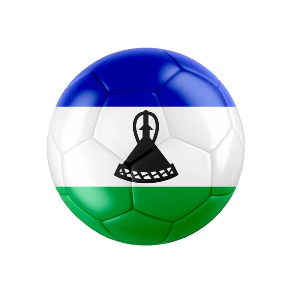 Pallone Calcio Con Bandiera Del Lesotho Isolato Bianco Vedi Tutto — Foto Stock