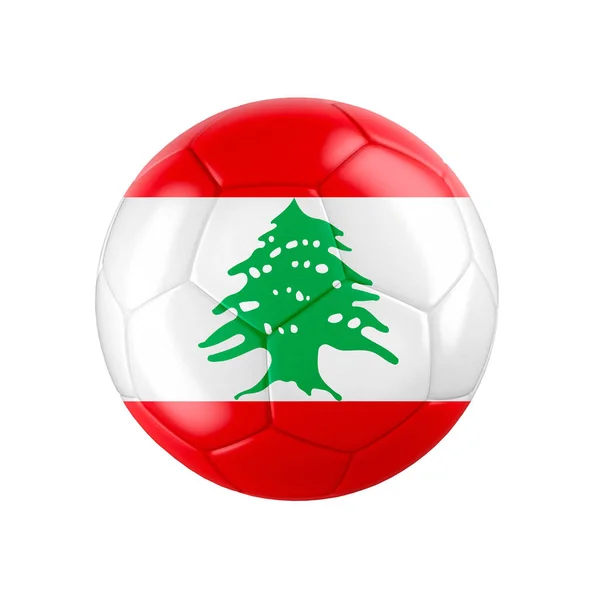 Pallone Calcio Con Bandiera Libanese Isolato Bianco Vedi Tutto Set — Foto Stock
