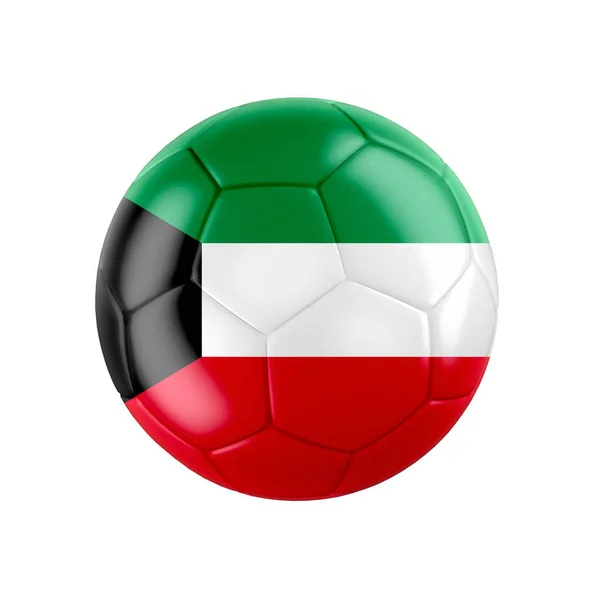 Ποδόσφαιρο Μπάλα Ποδοσφαίρου Σημαία Του Κουβέιτ Απομονώνονται Λευκό Δείτε Ολόκληρο — Φωτογραφία Αρχείου