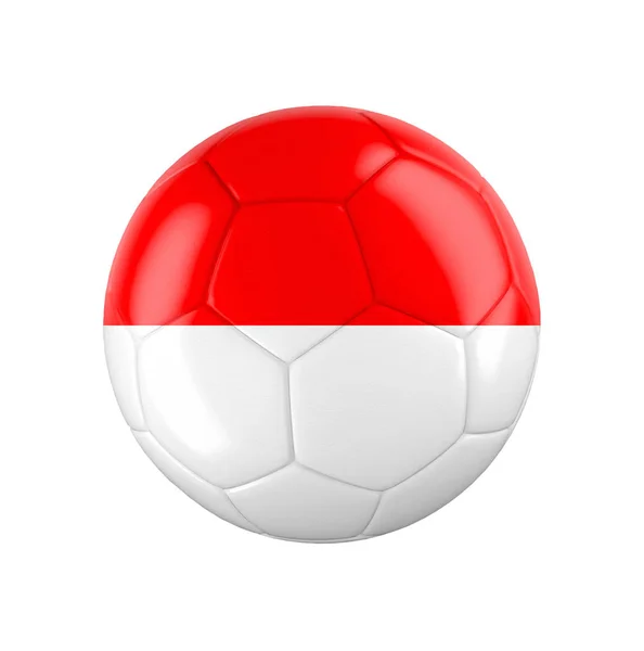 Pallone Calcio Con Bandiera Dell Indonesia Isolato Bianco Vedi Tutto — Foto Stock