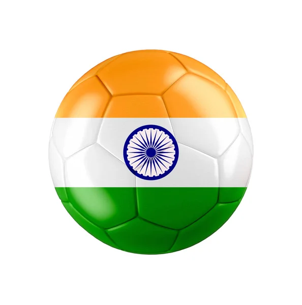 Pallone Calcio Con Bandiera Dell India Isolato Bianco Vedi Tutto — Foto Stock