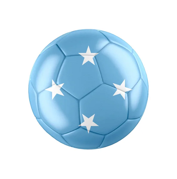 悬挂密克罗尼西亚联邦国旗的足球球被白色隔开了 见其他国家的整套情况 3D实例 — 图库照片