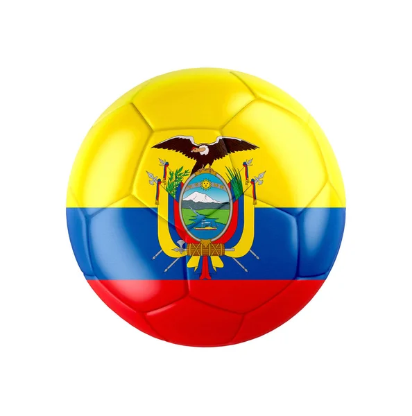 Fotbalový Míč Vlajkou Ekvádoru Izolovaný Bílém Viz Celý Set Pro — Stock fotografie