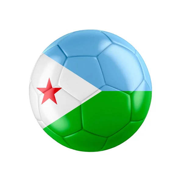 Focilabda Dzsibuti Zászlóval Fehér Alapon Lásd Többi Ország Teljes Készletét — Stock Fotó