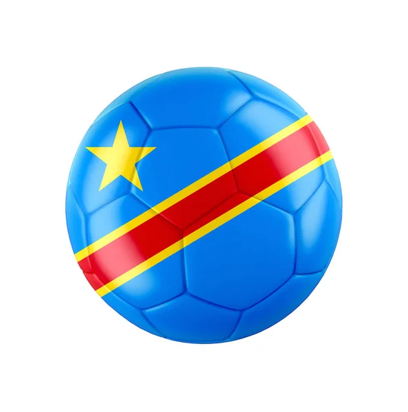 Focilabda Kongói Demokratikus Köztársaság Zászlajával Fehér Alapon Elszigetelve Lásd Többi — Stock Fotó