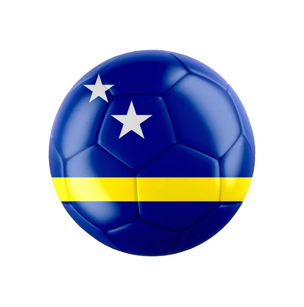 Bola Futebol Futebol Com Bandeira Curaçao Isolada Branco Ver Conjunto — Fotografia de Stock