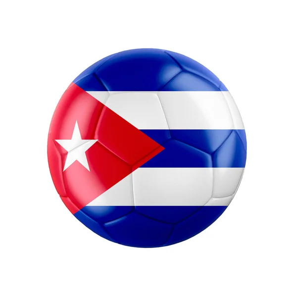 Fußballball Mit Fahne Von Kuba Isoliert Auf Weiß Siehe Ganze — Stockfoto
