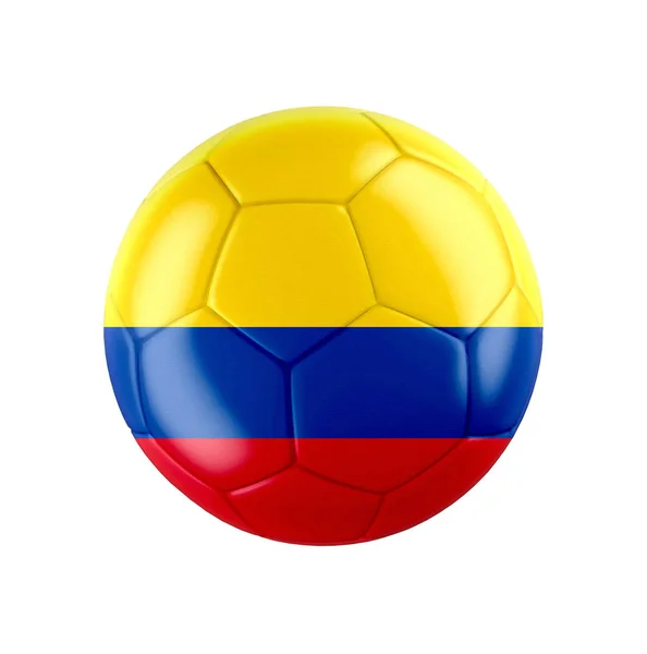 Balón Fútbol Con Bandera Colombia Aislado Sobre Blanco Ver Conjunto — Foto de Stock