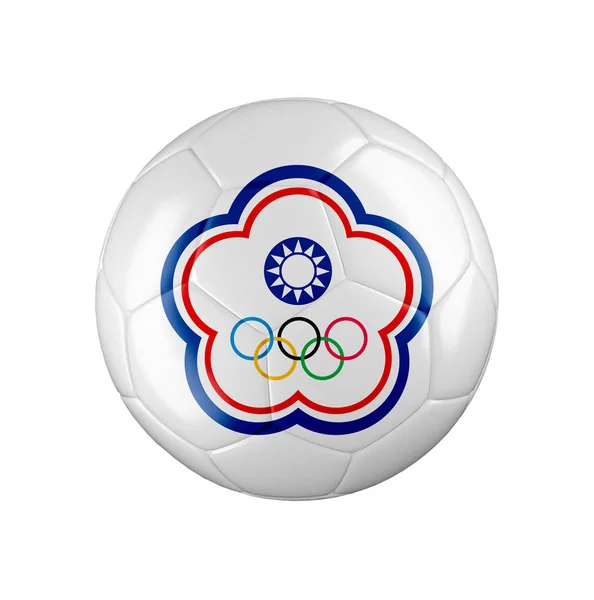 Soccer Football Ball Flag Chinese Taipei Isolated White See Whole — Stock Photo, Image