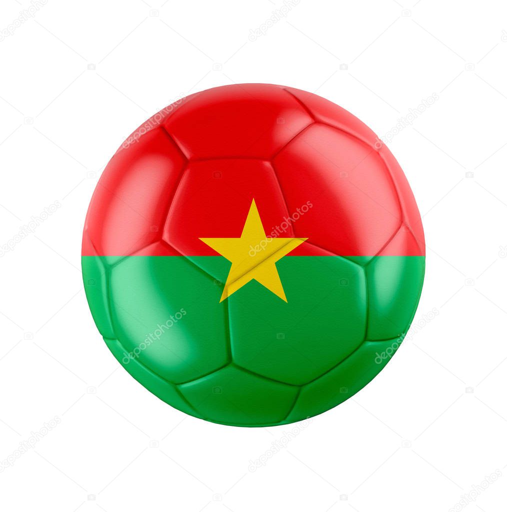 Balón de fútbol con bandera de Burkina Faso aislado en blanco. Ver