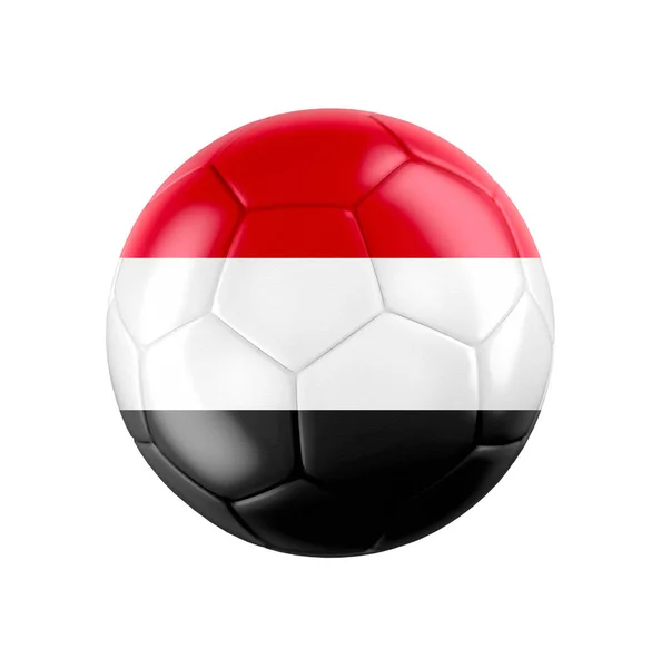 Pallone Calcio Con Bandiera Dello Yemen Isolato Bianco Vedi Tutto — Foto Stock