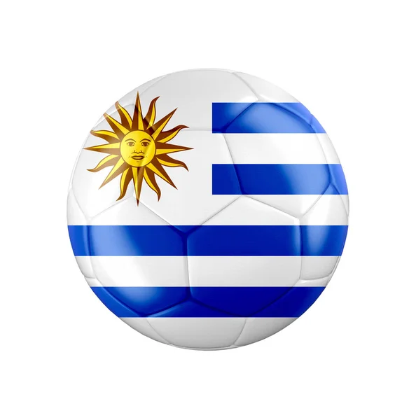 Voetbal Voetbal Bal Met Vlag Van Uruguay Geïsoleerd Wit Zie — Stockfoto