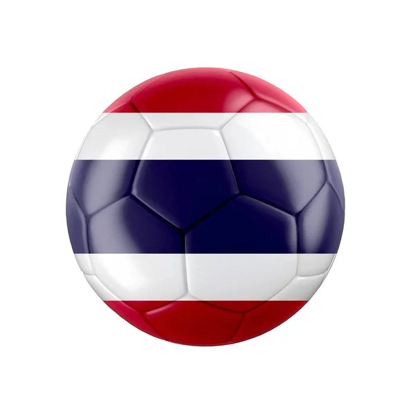 Ballon Football Avec Drapeau Thaïlande Isolé Sur Blanc Voir Ensemble — Photo