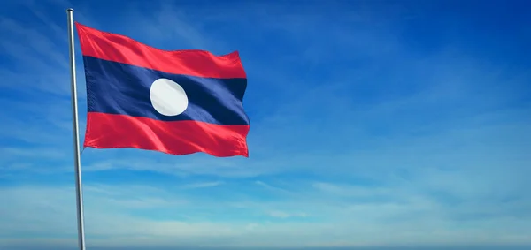 Die Nationalflagge von Laos — Stockfoto