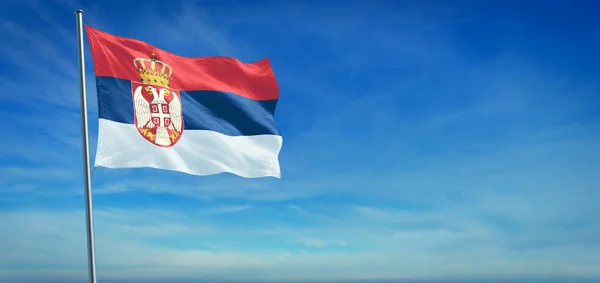 La bandera nacional de Serbia — Foto de Stock