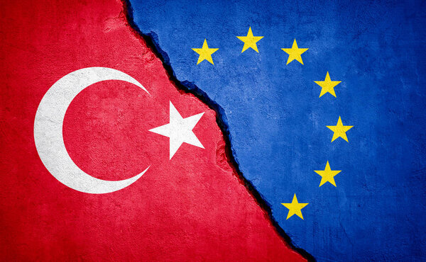 Turkey and European Union conflict. Illustration.