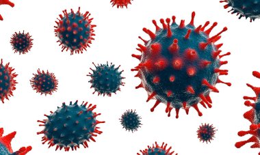 Novel Coronavirus 'un (2019-nCoV) mikroskobik görüntüsü. Grip ya da SARS virüsü. İzole edilmiş.