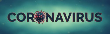 Novel Coronavirus (2019-nCoV) mikroskobik görüşlü Coronavirus metni. Panoramik.