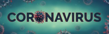 Novel Coronavirus (2019-nCoV) mikroskobik görüşlü Coronavirus metni. Panoramik.
