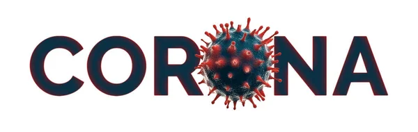 Novel Coronavirus 2019 Ncov の顕微鏡画像付きコロナテキスト パノラマと白に隔離された — ストック写真