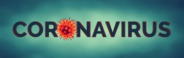 Novel Coronavirus (2019-nCoV) mikroskobik görüşlü Coronavirus metni. Panoramik.
