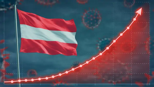 Коронавирус Covid Австрии Растет Концепция Национальным Флагом — стоковое фото