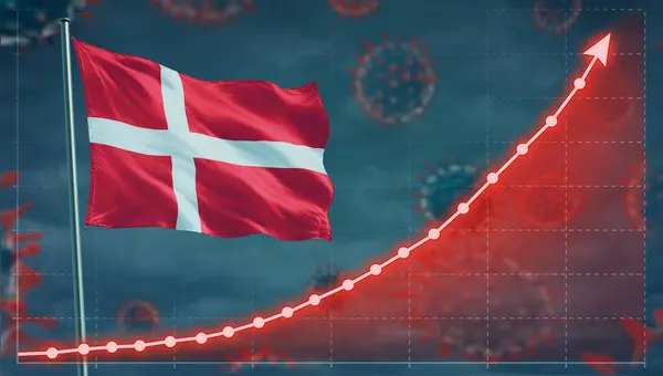 Коронавирус Covid Дании Растет Концепция Национальным Флагом — стоковое фото