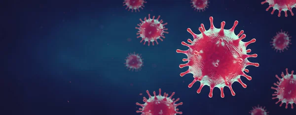Corona Virus Covid Banner Illustration Mikrobiologi Virologi Concept Design - Stock-foto