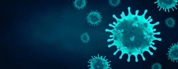 コロナウイルスCovid 19バナーイラスト 微生物学とウイルス学のコンセプトデザイン — ストック写真