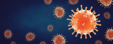 Corona Virüsü Covid-19 afiş illüstrasyonu - Mikrobiyoloji ve Viroloji Kavramı tasarımı