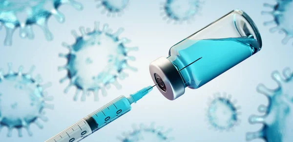 Vaccinatie Concept Beeld Met Coronavirus Covid Sars Cov Virus Vaccin — Stockfoto