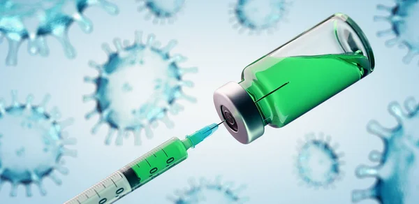 Vaccinatie Concept Beeld Met Coronavirus Covid Sars Cov Virus Vaccin — Stockfoto