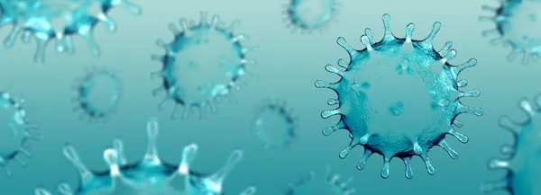 Virus Coronavirus Covid Sars Cov Microbiology Virology Concept Panoramic Image — Stok Foto